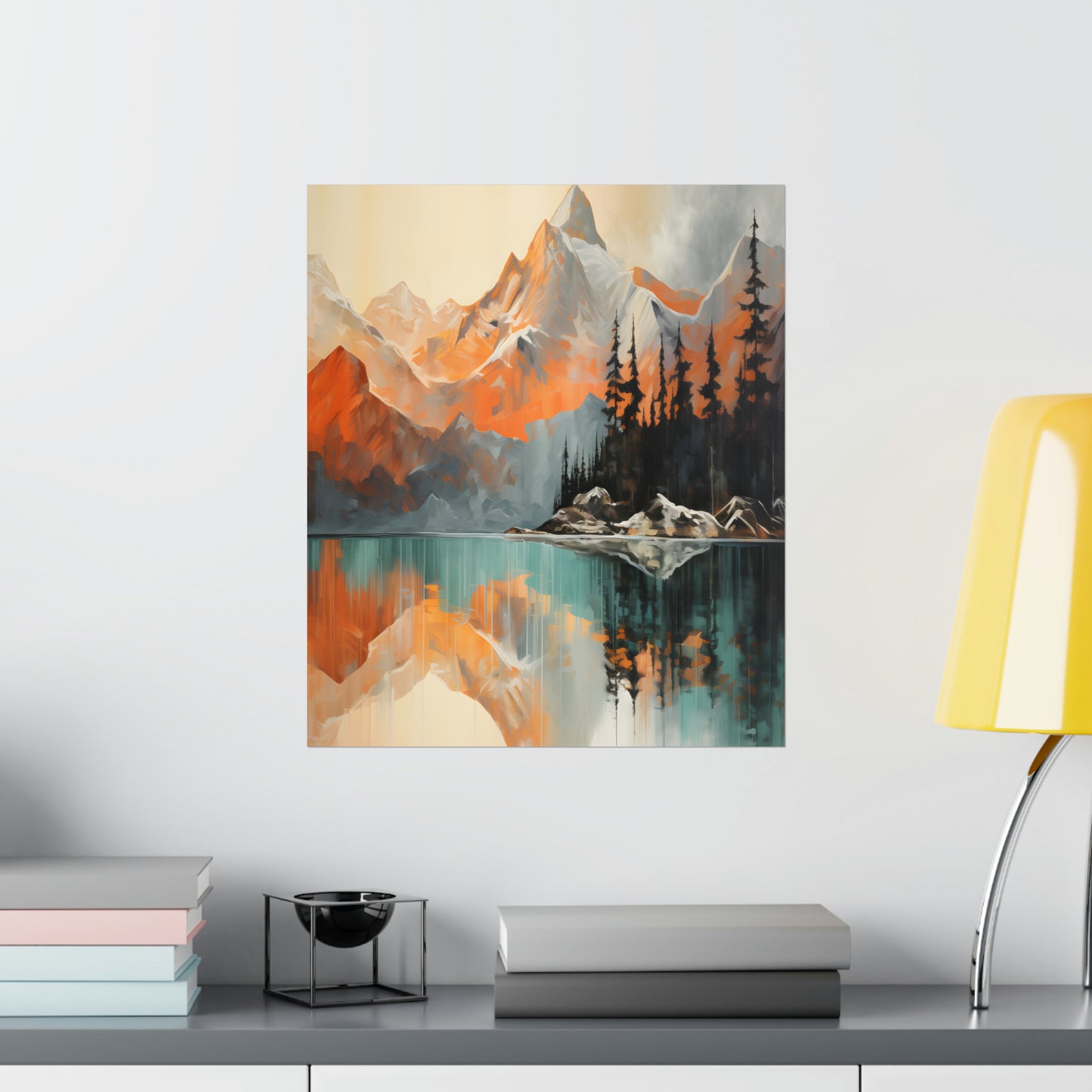 Mountain, River and Sunset view Matte Vertical Posters