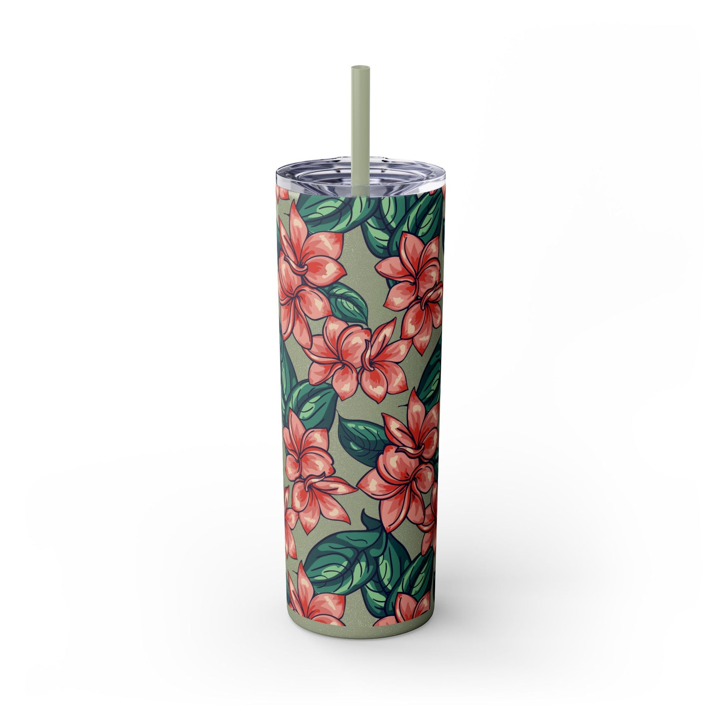 Floral design Tumbler with Straw, 20oz - Flowers Pattern, Botanical Gift, Spring Cup, Pink Floral Tumbler, Garden Lover Gift, Floral Print