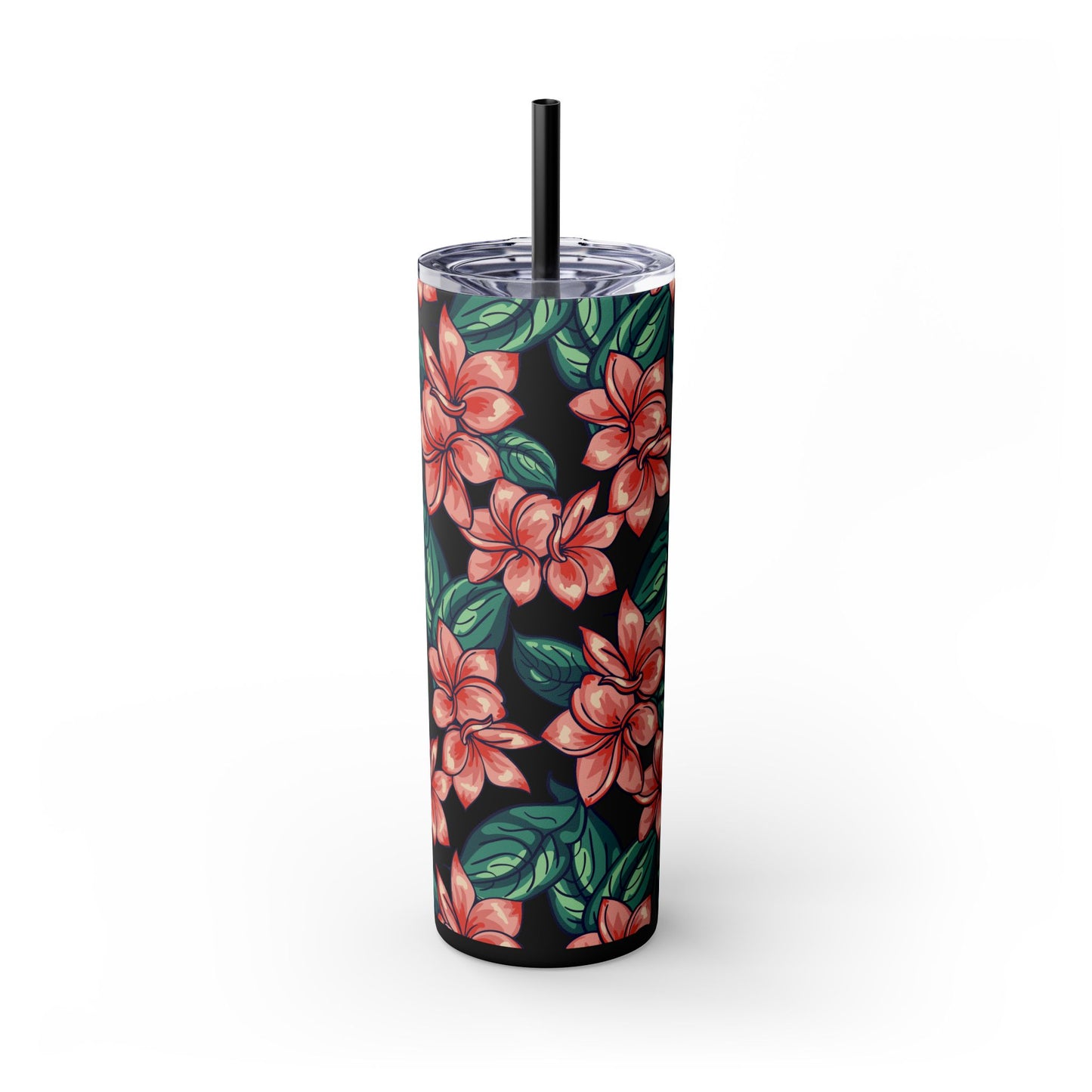 Floral design Tumbler with Straw, 20oz - Flowers Pattern, Botanical Gift, Spring Cup, Pink Floral Tumbler, Garden Lover Gift, Floral Print