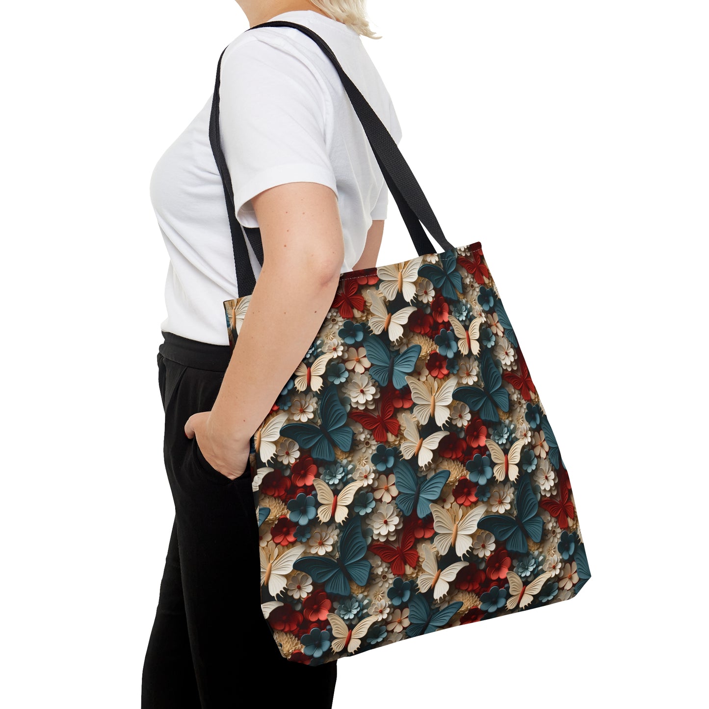 3D Butterflies and Flowers Tote Bag