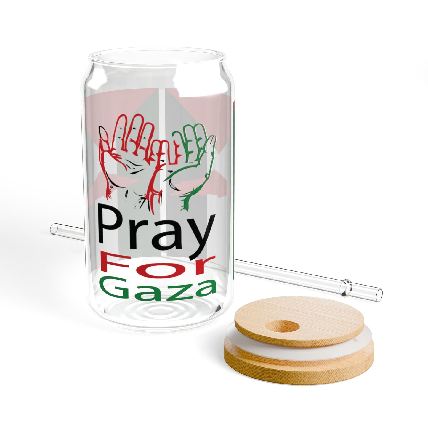 Pray for Gaza Sipper Glass, 16oz