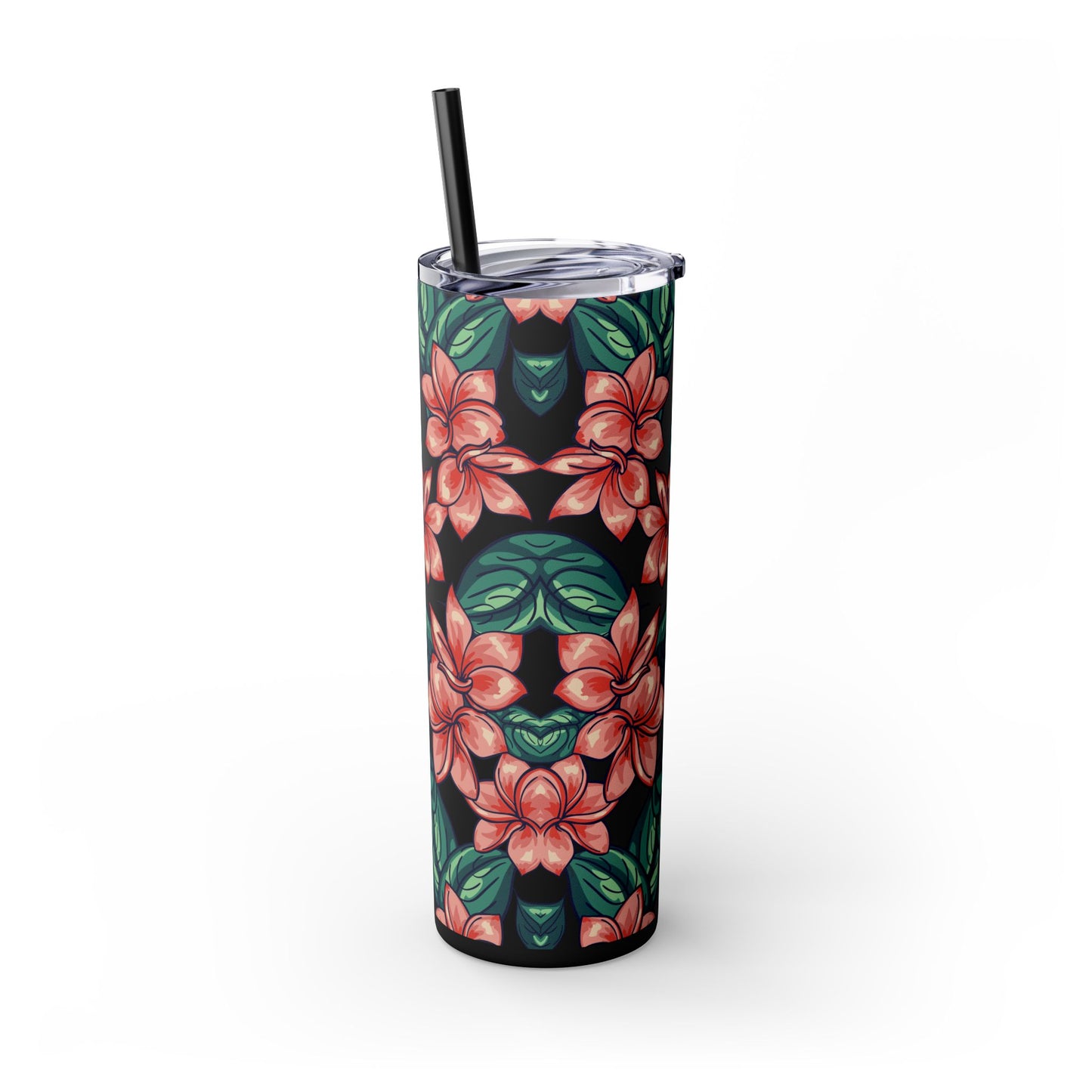 Floral design Tumbler with Straw, 20oz - Flowers Pattern, Botanical Gift, Spring Cup, Pink Floral Tumbler, Garden Lover Gift, Floral Print