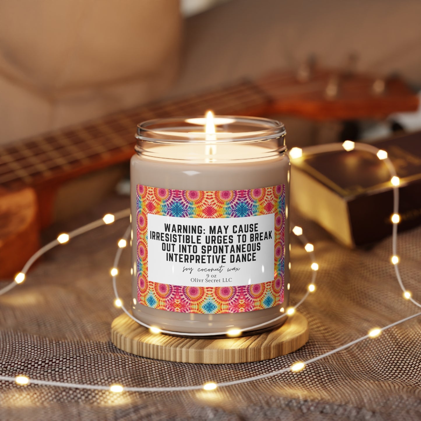 Warning May cause irresistible urges to break out into spontaneous interpretive dance Scented Soy Candle, 9oz