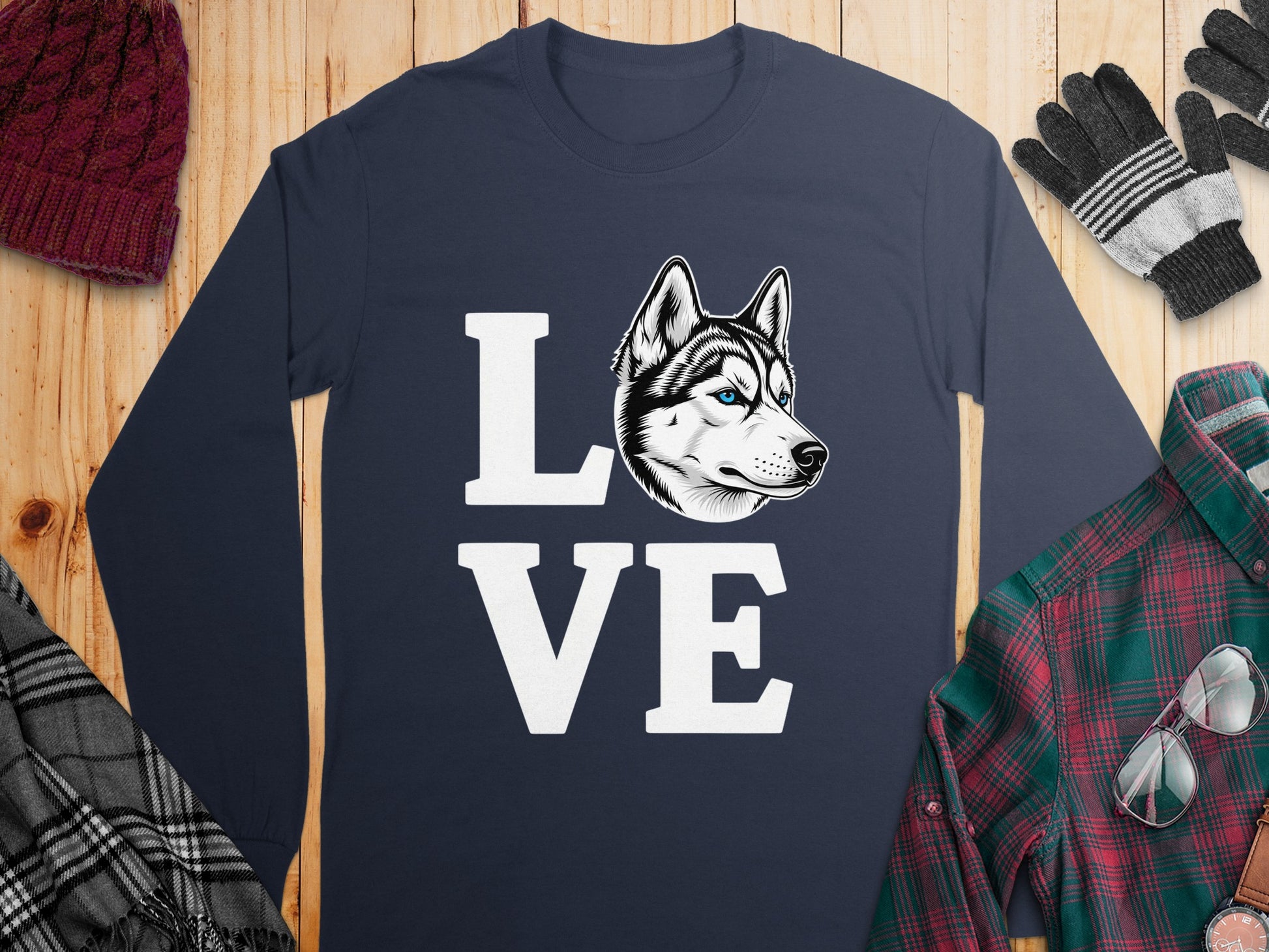 Love Husky Dog Graphic Long Sleeve Shirt Product