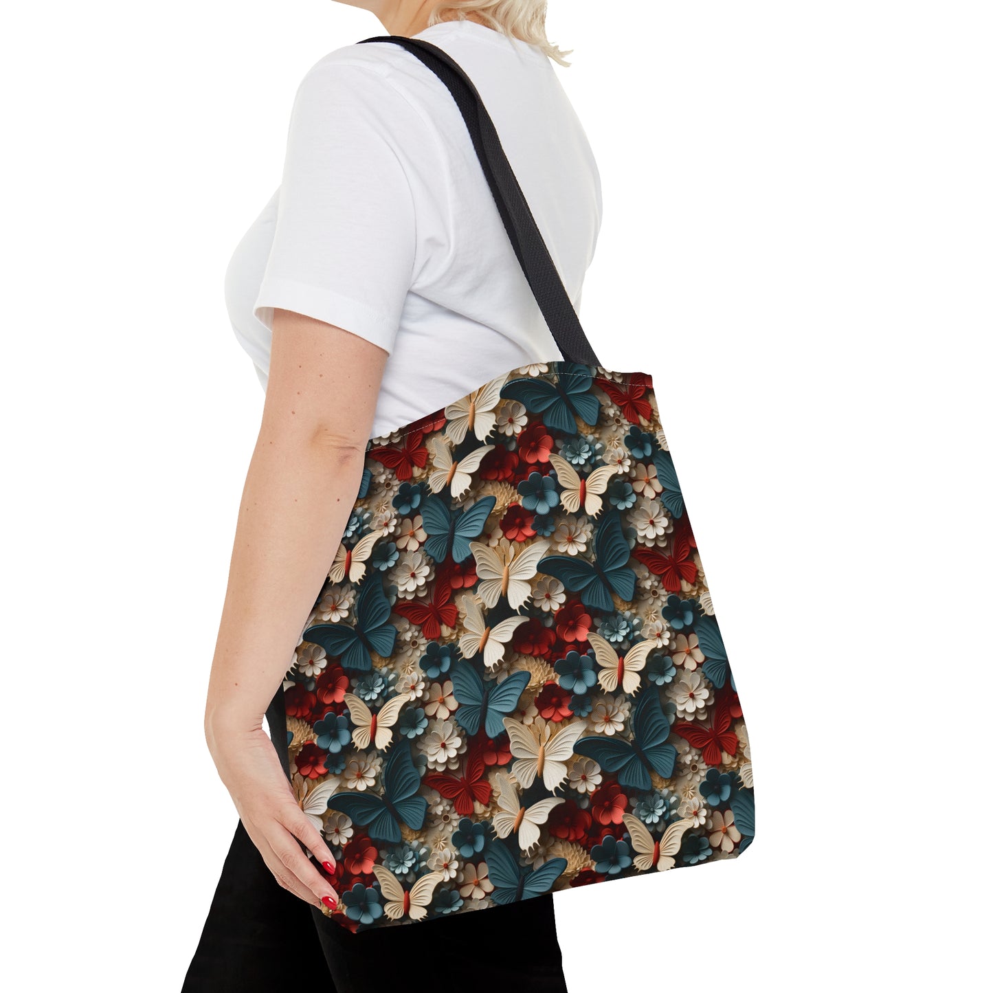 3D Butterflies and Flowers Tote Bag