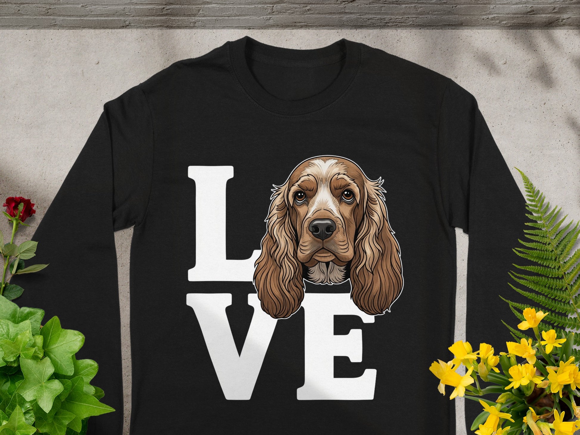 Love Cocker Spaniel Dog Graphic Long Sleeve Shirt