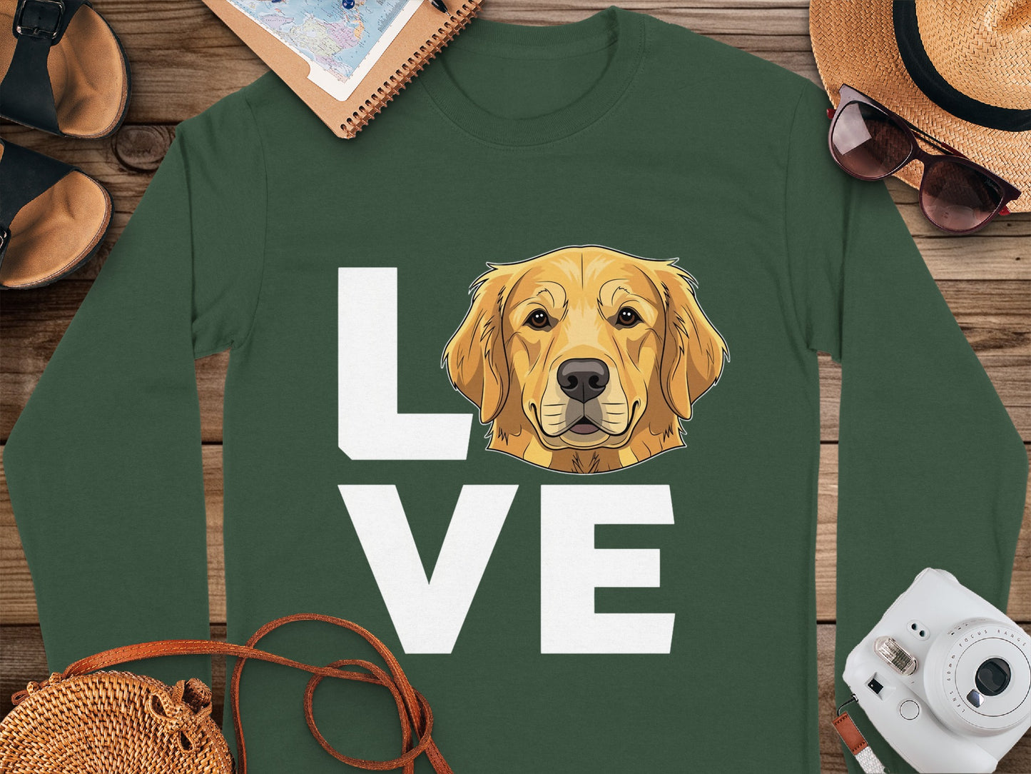 Love Golden Retriever Dog Graphic Long Sleeve Shirt