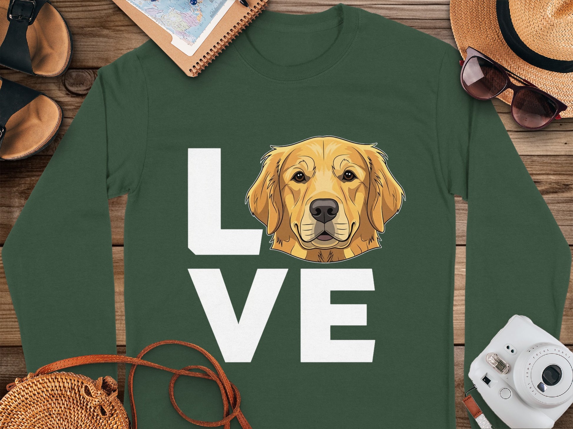Love Golden Retriever Dog Graphic Long Sleeve Shirt