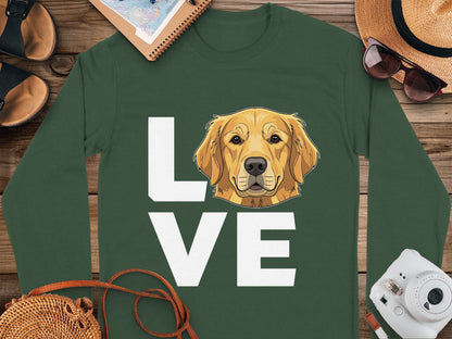 Love Golden Retriever Dog Graphic Long Sleeve Shirt