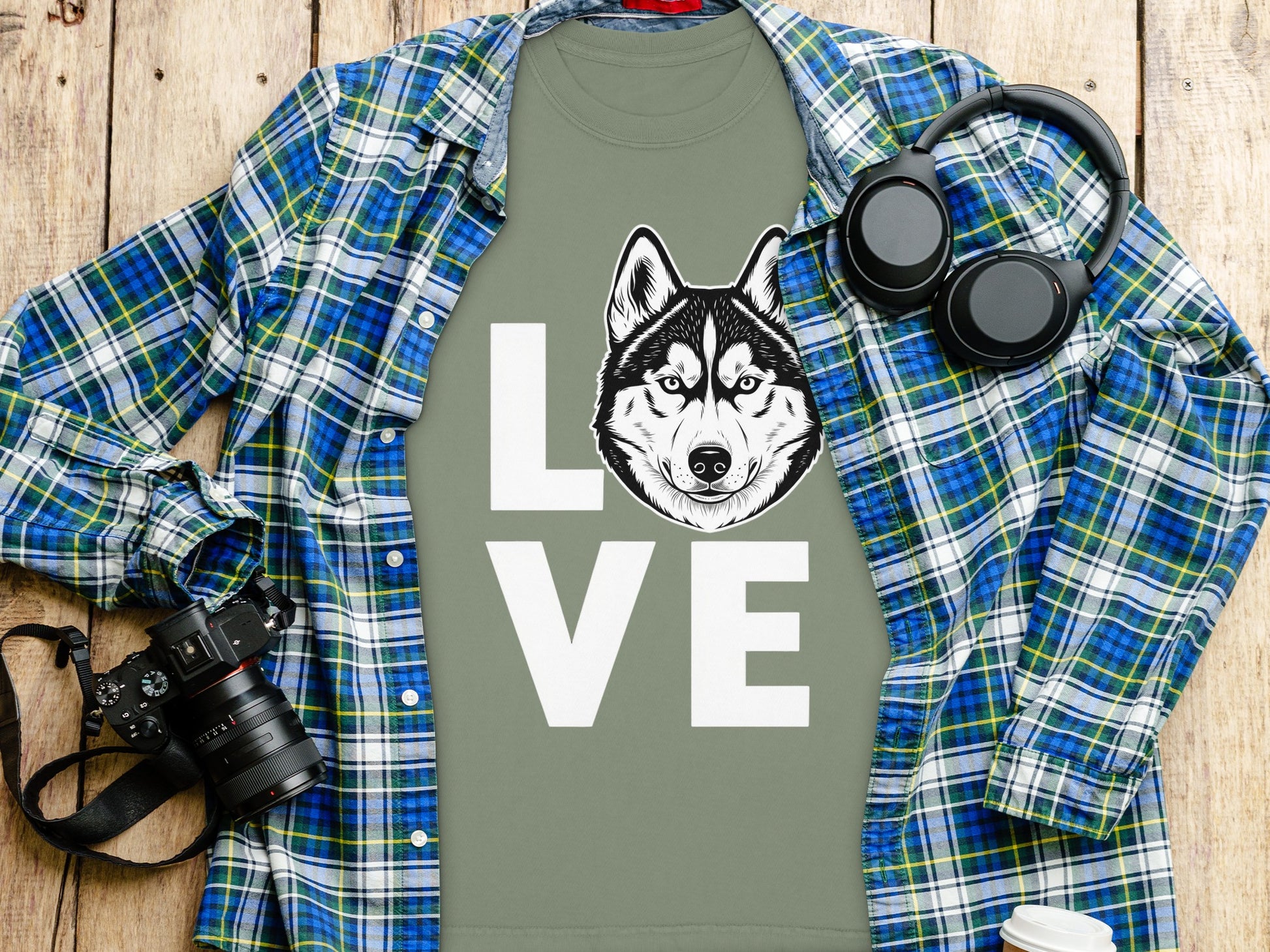 Husky Dog Love Graphic Shirt Unique Casual Clothing