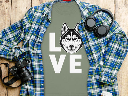 Husky Dog Love Graphic Shirt Unique Casual Clothing
