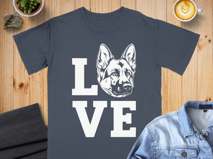 Love German Shepherd Head Graphic T-Shirt