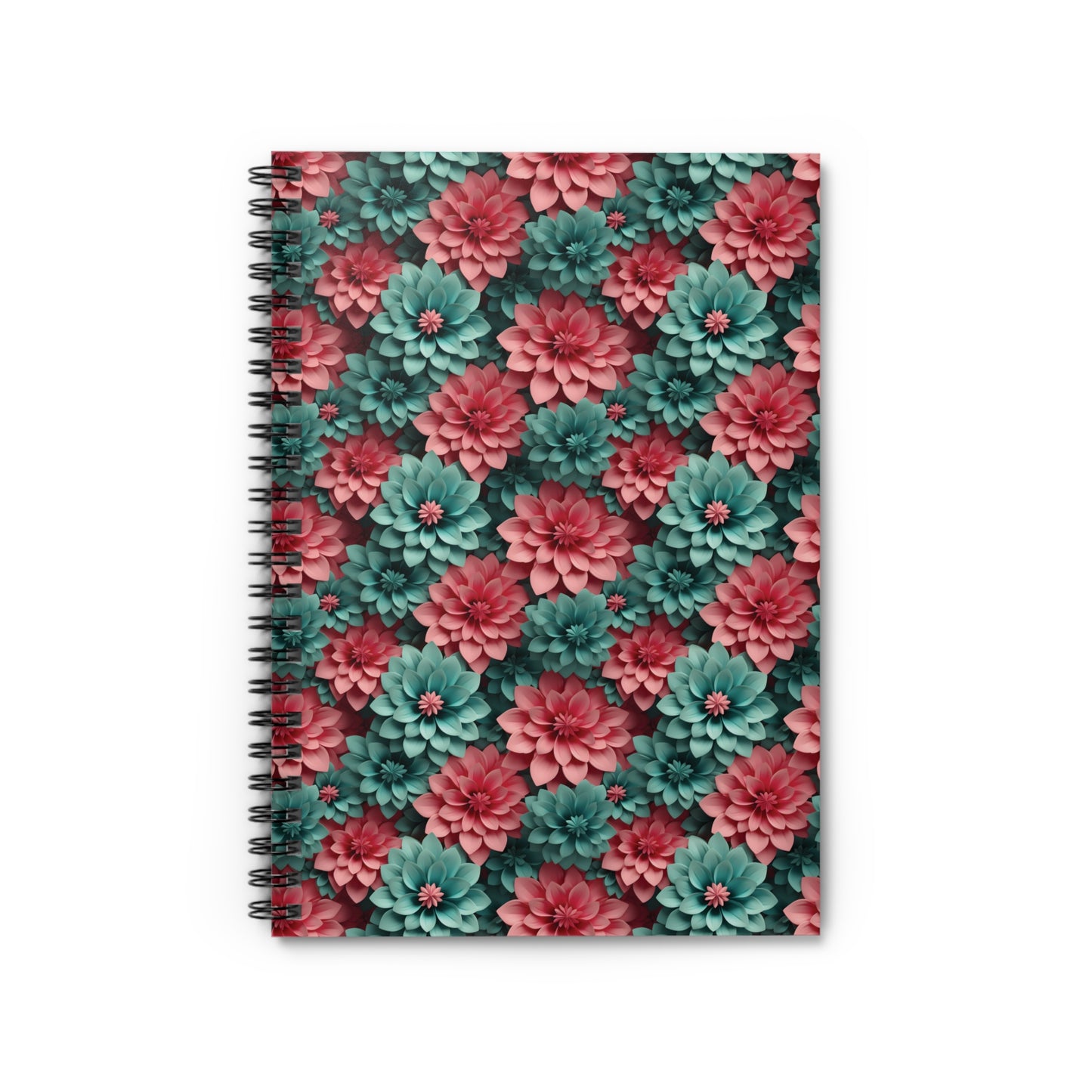 3D Flowers Spiral Notebook - Ruled Line