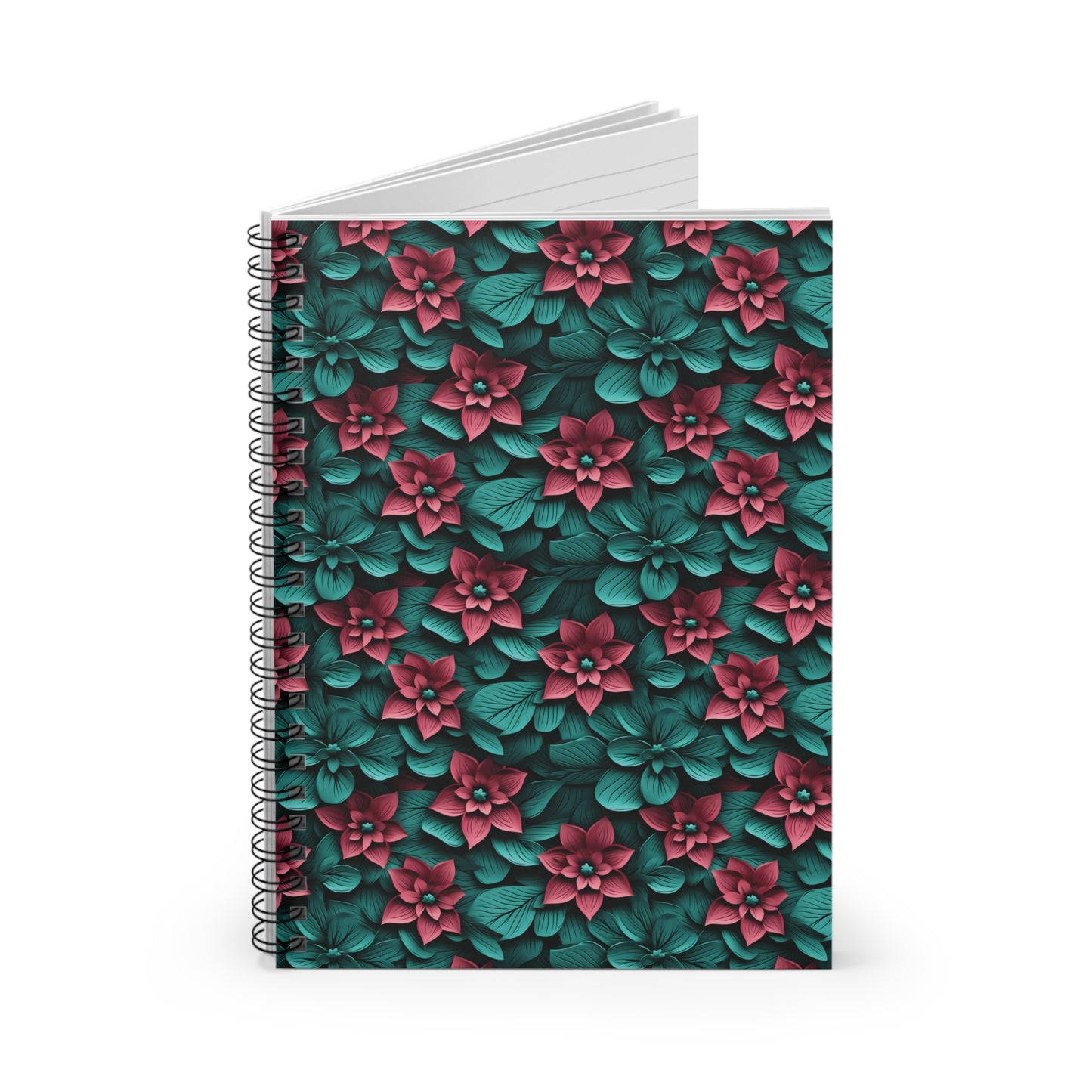 3D FLowers Spiral Notebook - Ruled Line