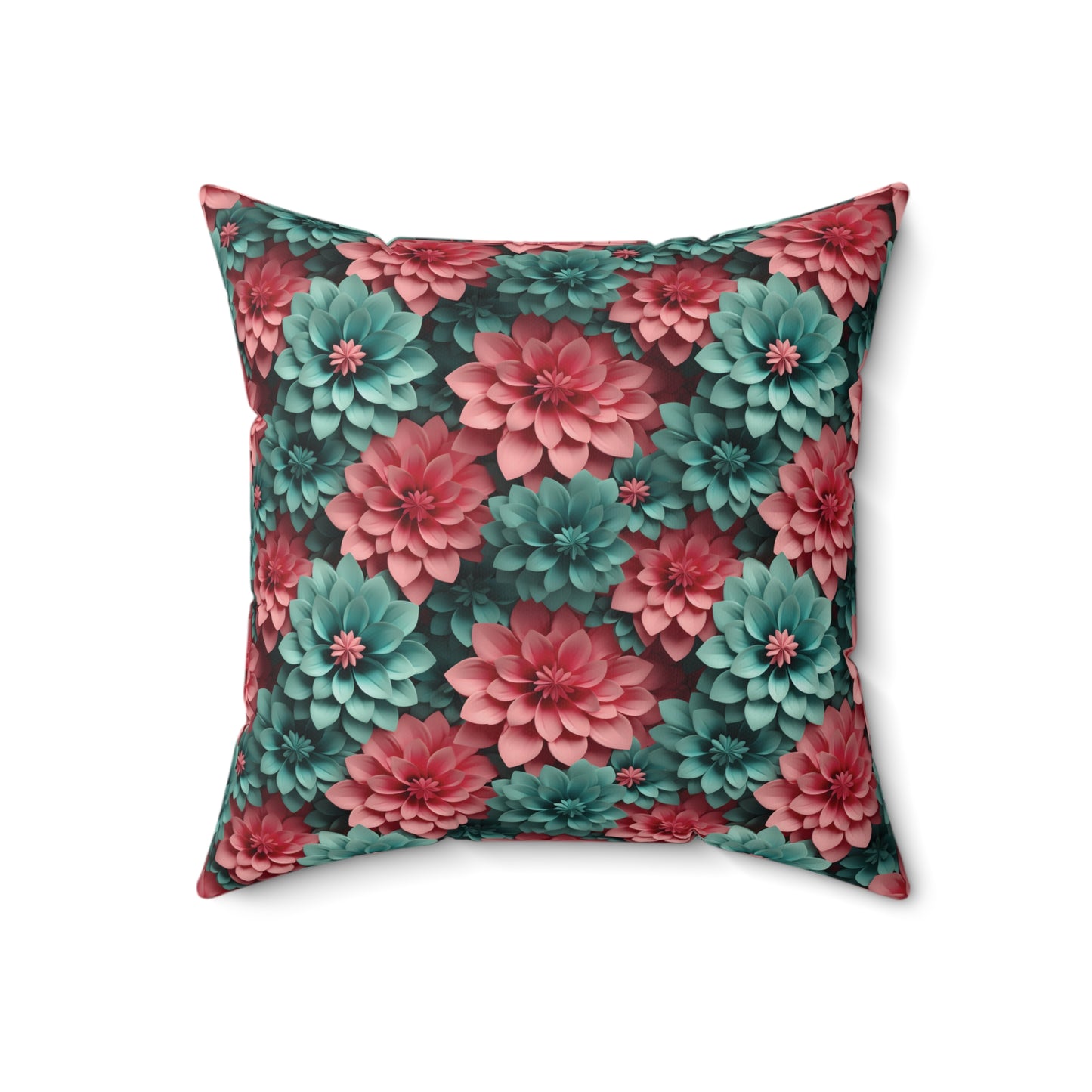 3D Flowers Spun Square Pillow