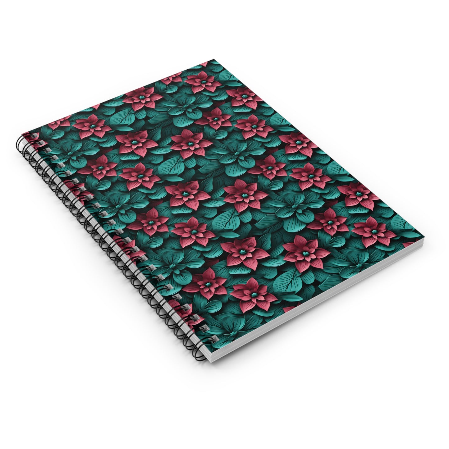 3D FLowers Spiral Notebook - Ruled Line