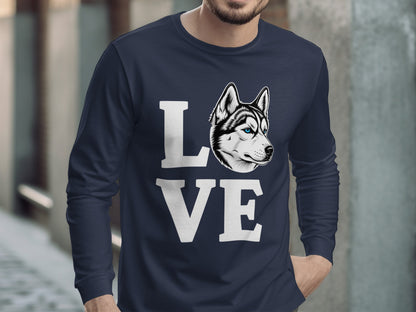 Love Siberian Husky Graphic Long Sleeve Shirt