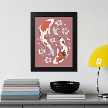 Koi Fish and Cherry Blossom Art Print Wall Decor