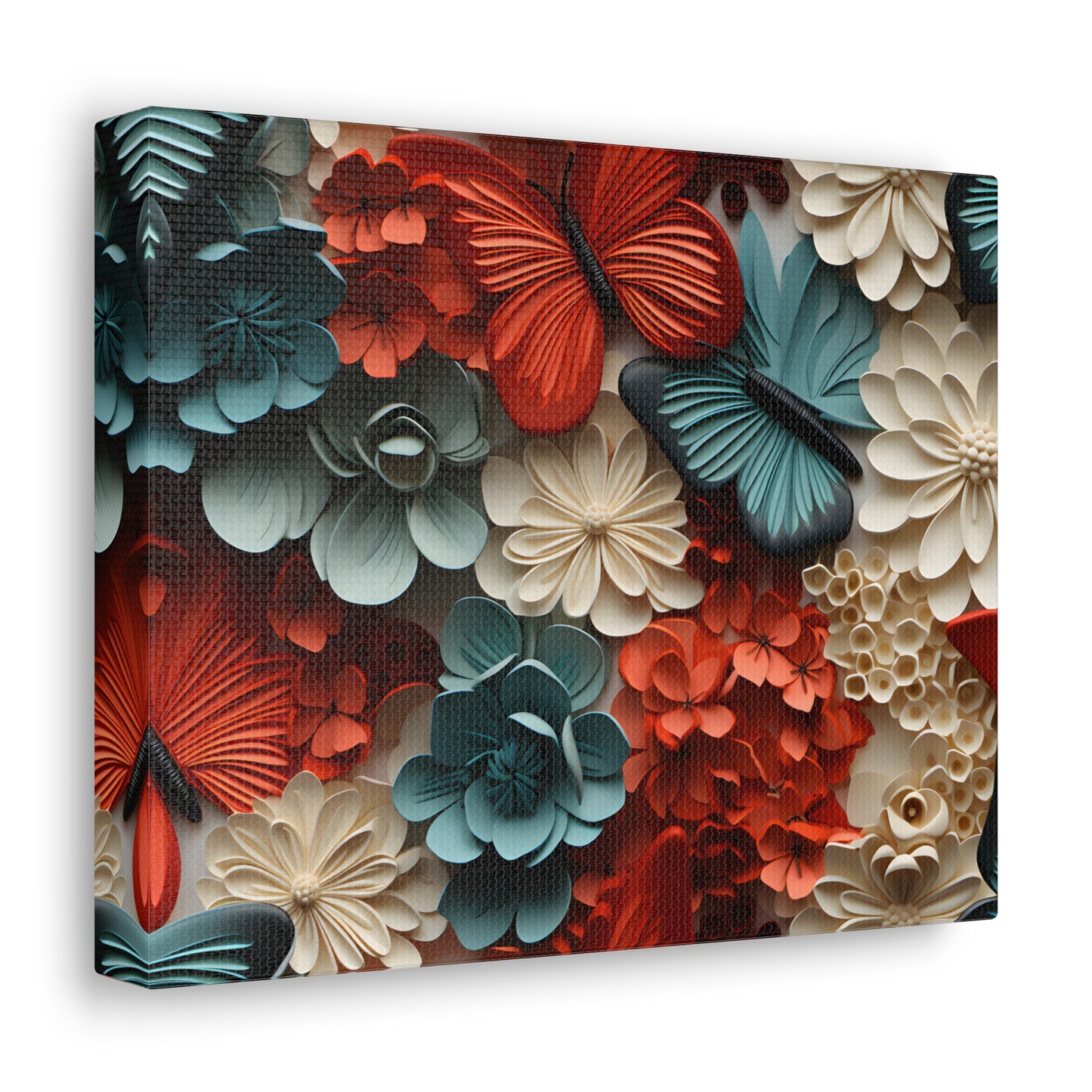 3D Butterflies and Flowers Gallery Wraps