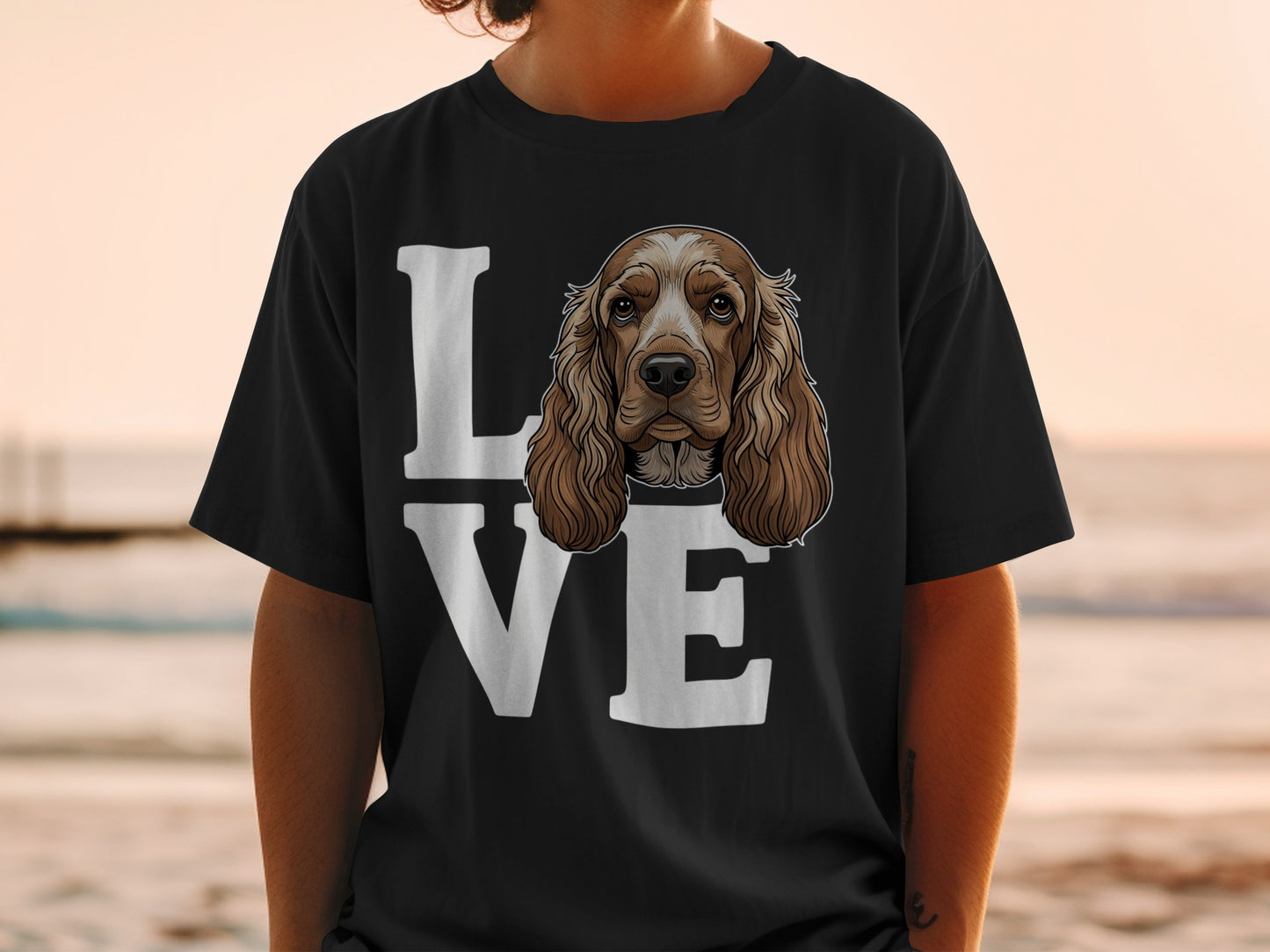 Love Cocker Spaniel Graphic Design T-Shirt