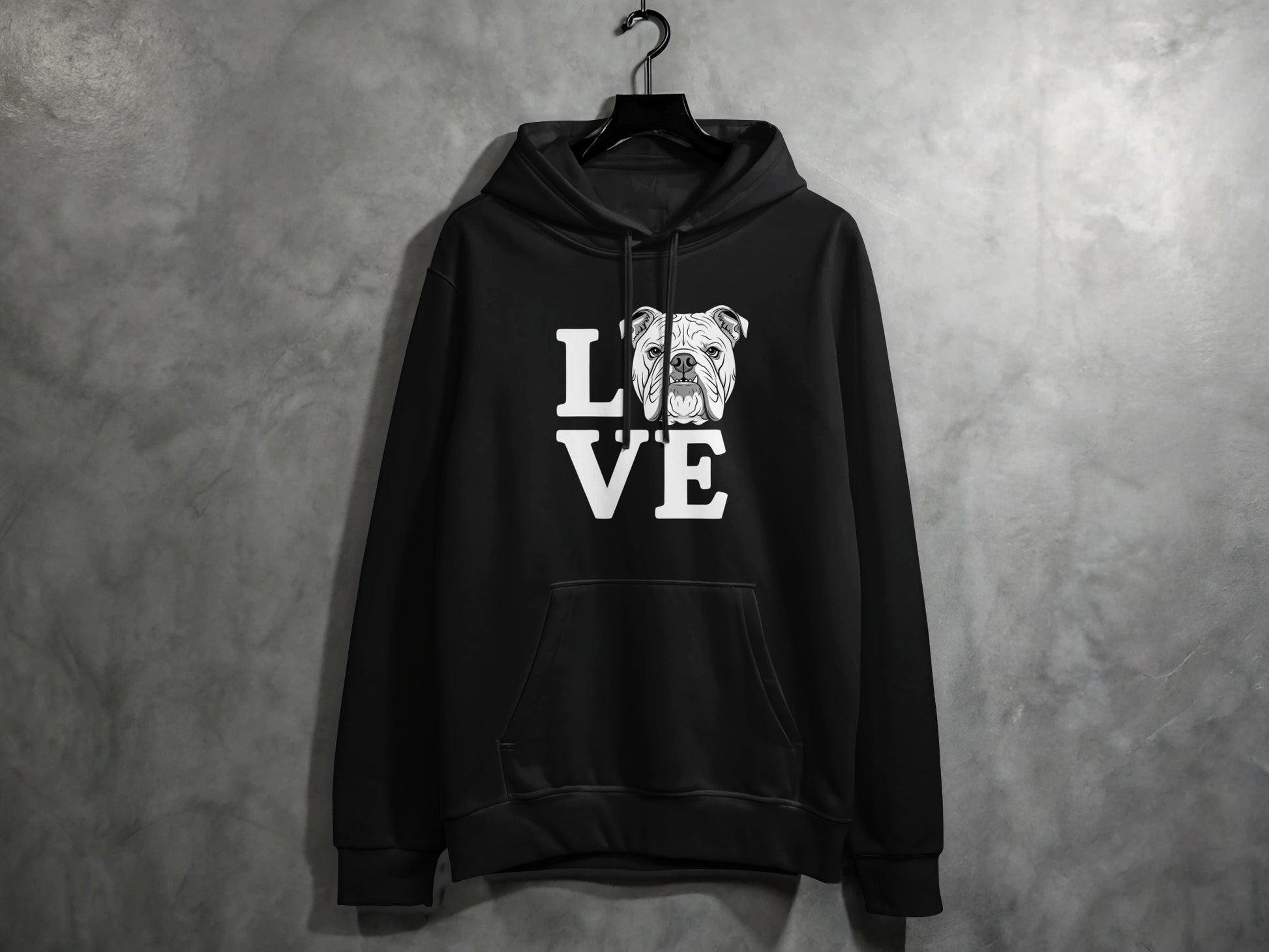 Love Bulldog Print Hoodie Stylish Comfortable Apparel