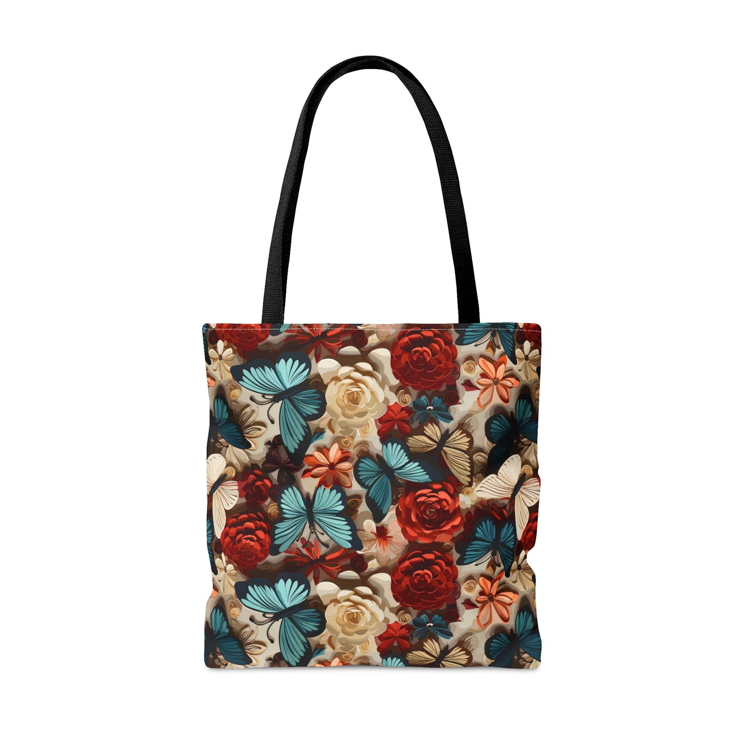 3D flower and butterfly Tote Bag