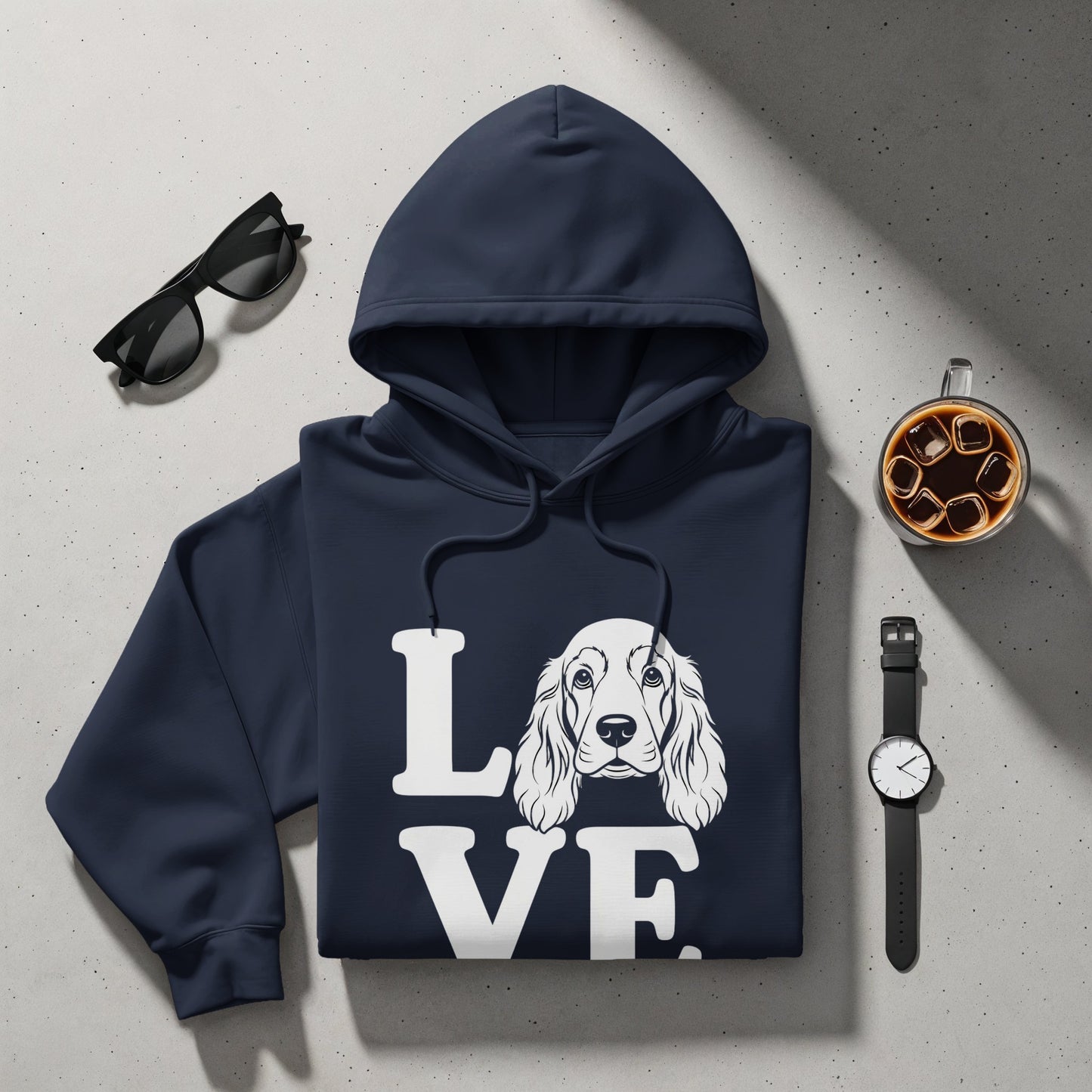 LOVE Dog Hoodie with Illustrated Dog Face Design