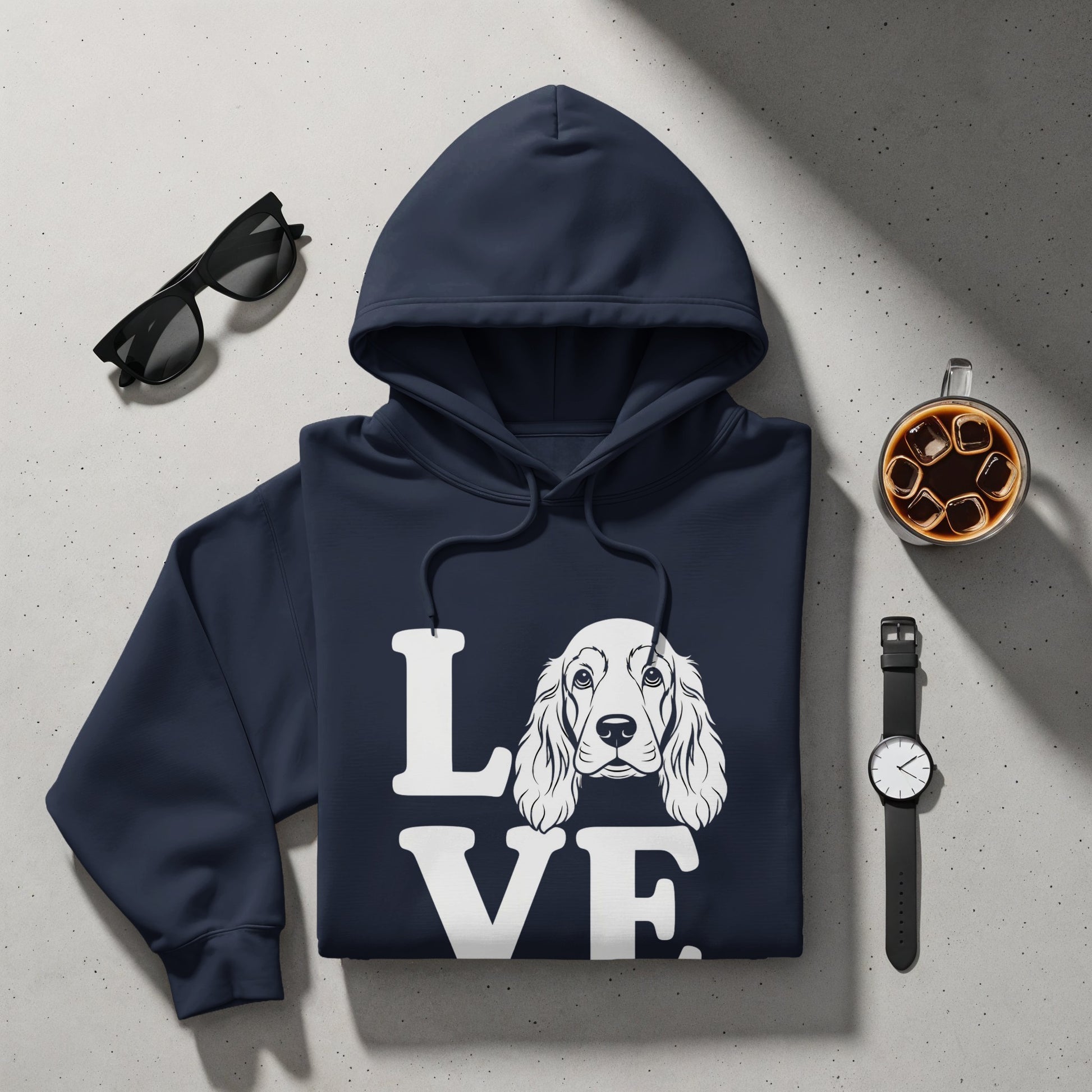 LOVE Dog Hoodie with Illustrated Dog Face Design