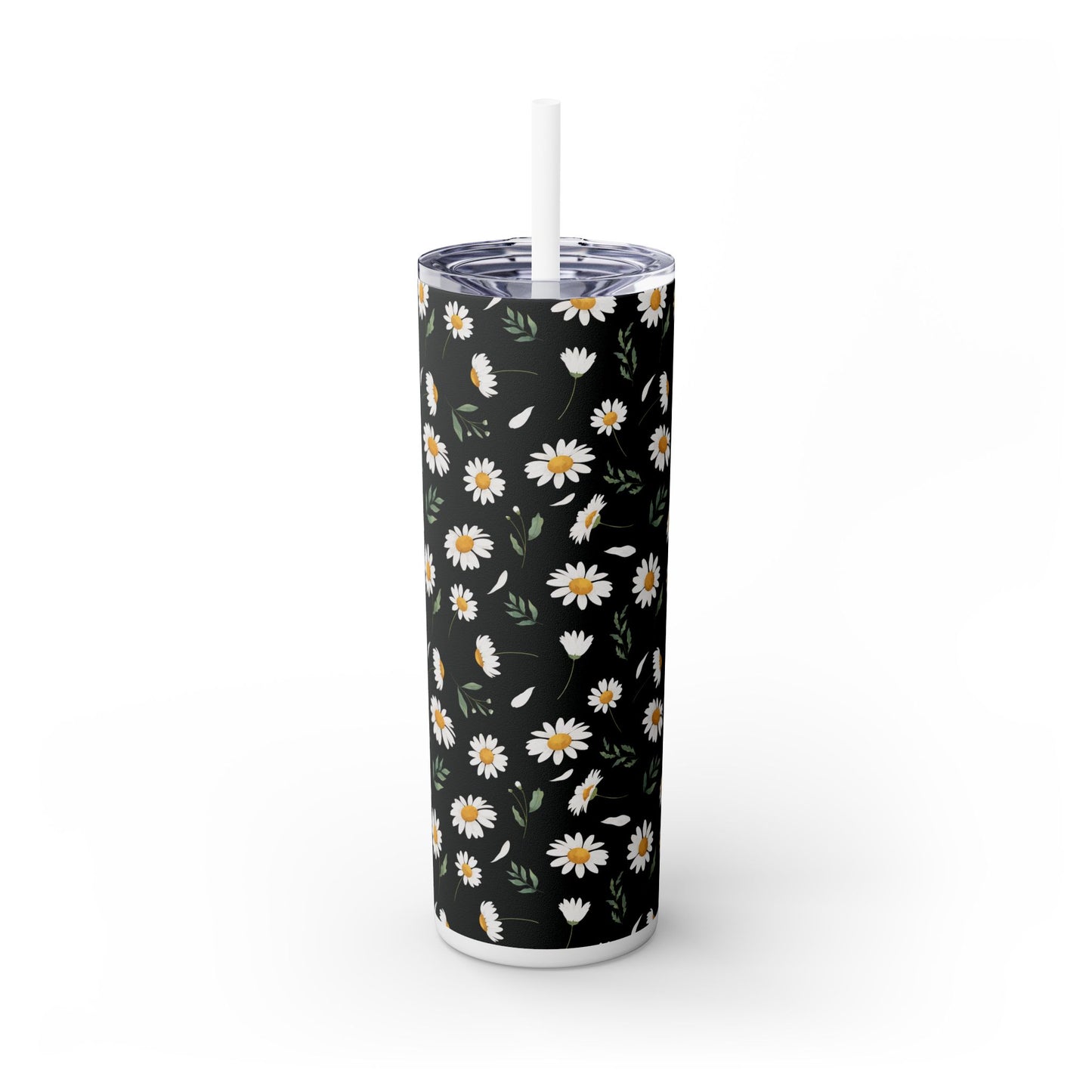 Floral Skinny Tumbler with Straw, 20oz - Flowers Pattern, Botanical Gift, Spring Cup, Pink Floral Tumbler, Garden Lover Gift, Floral Print