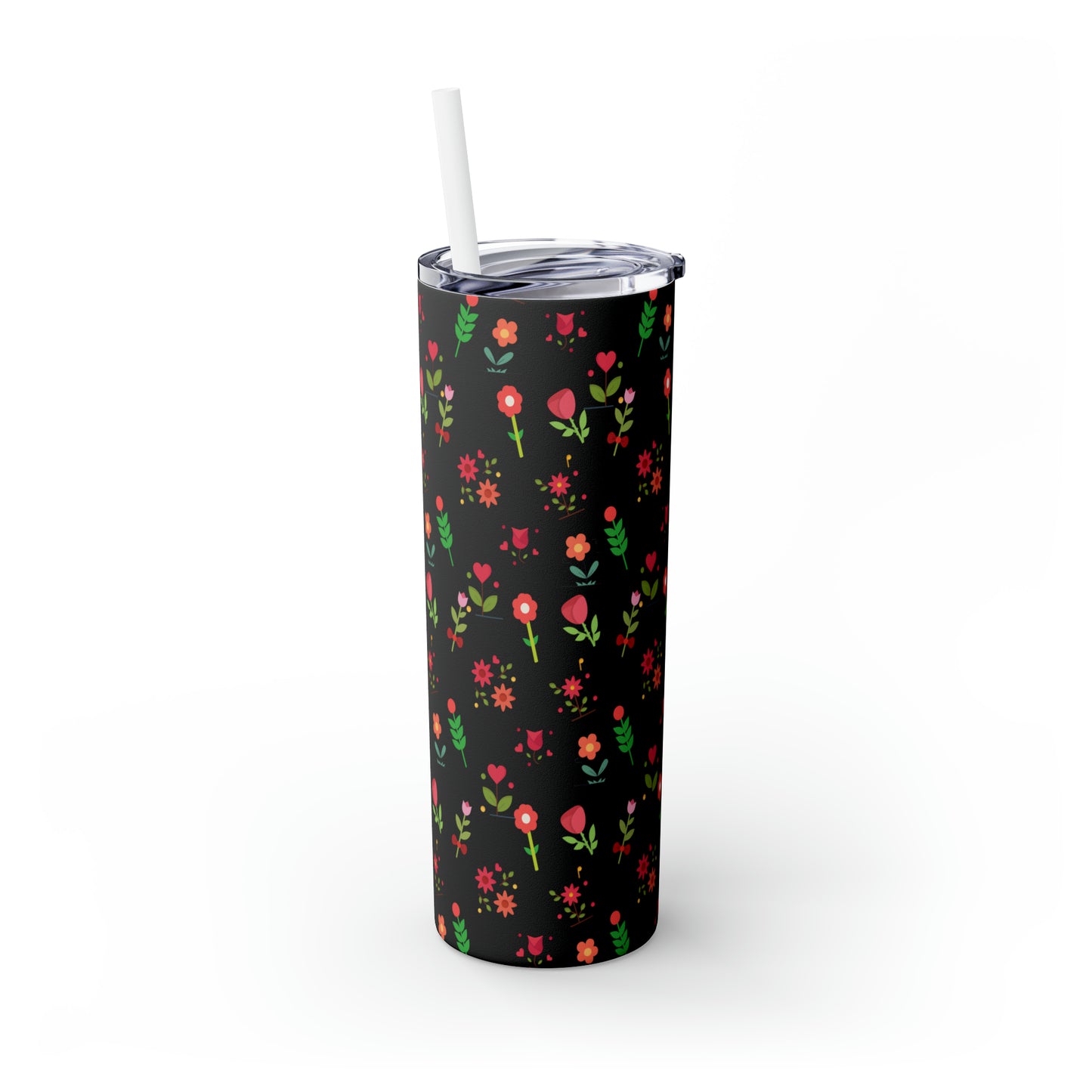 Flowers Skinny Tumbler with Straw, 20oz