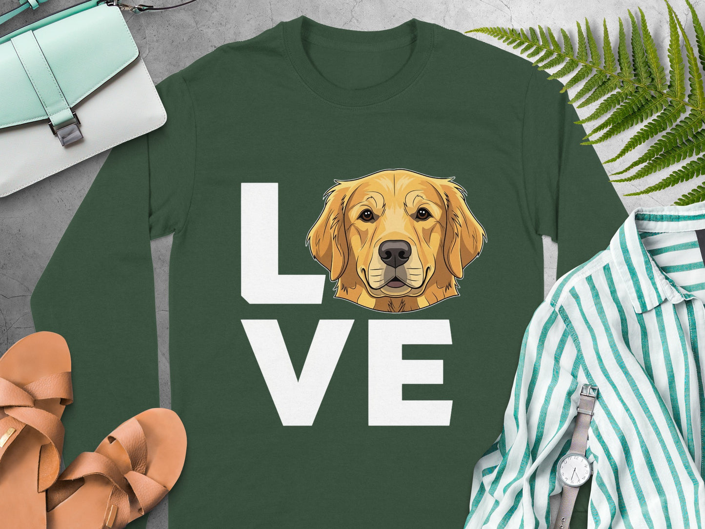Golden Retriever Love Graphic Long Sleeve Shirt