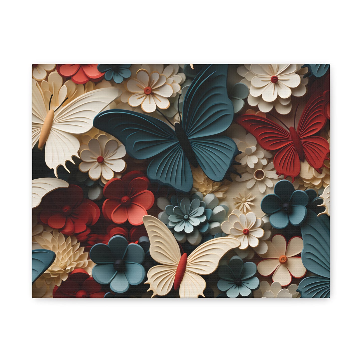 3D Butterflies and Flowers Gallery Wraps