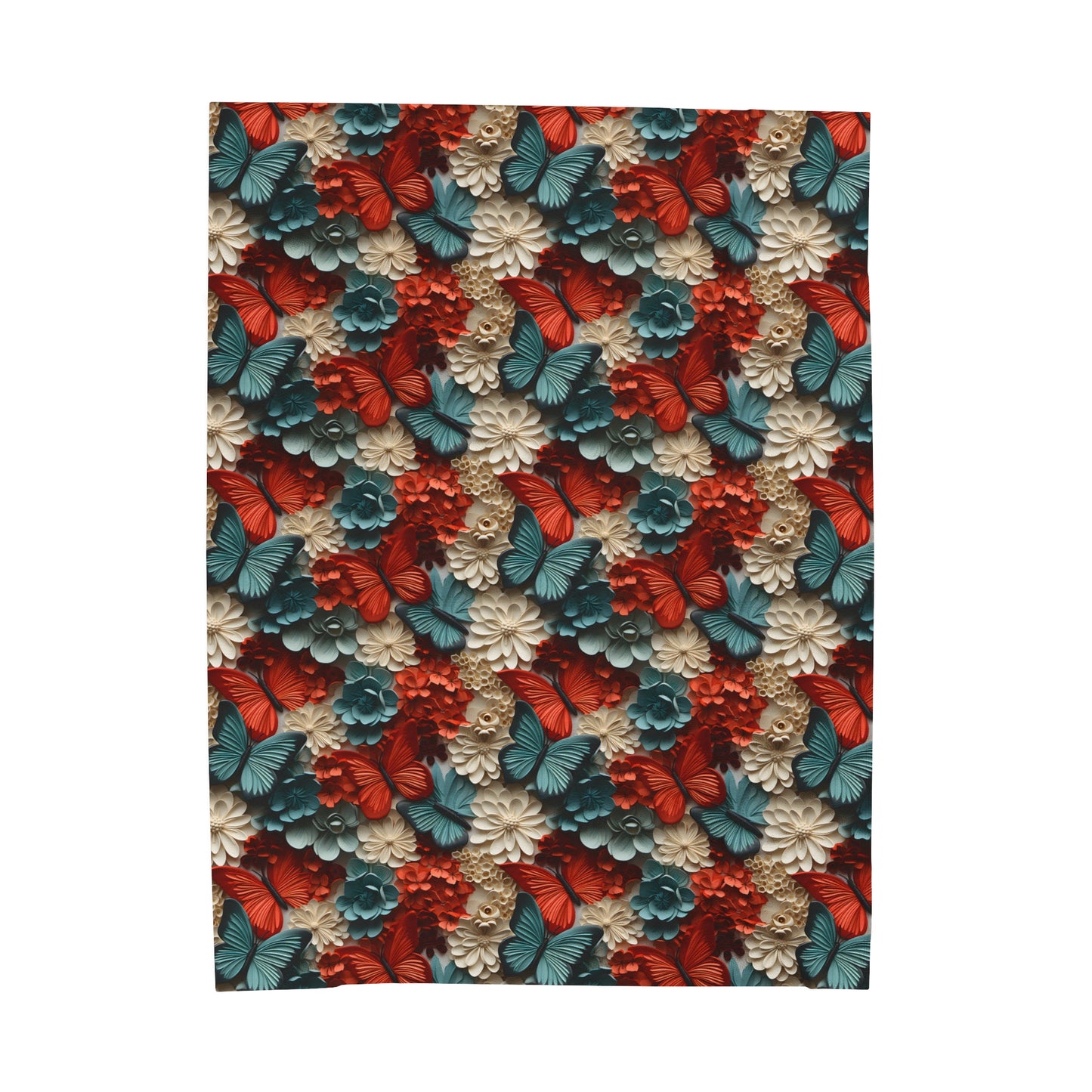 3D flowers and Butterflies Velveteen Plush Blanket