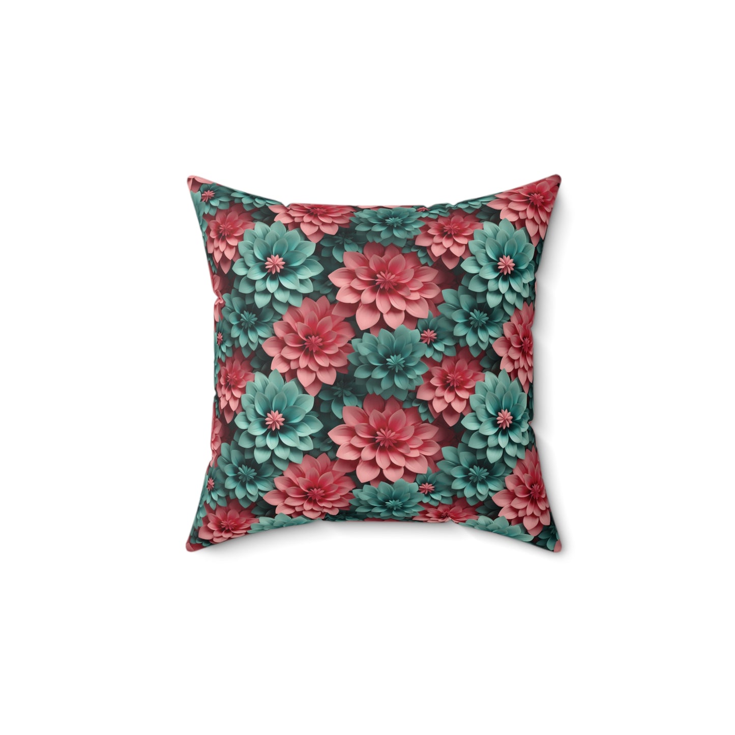 3D Flowers Spun Square Pillow