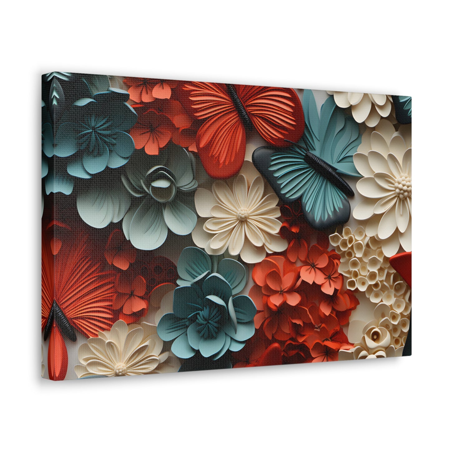 3D Butterflies and Flowers Gallery Wraps