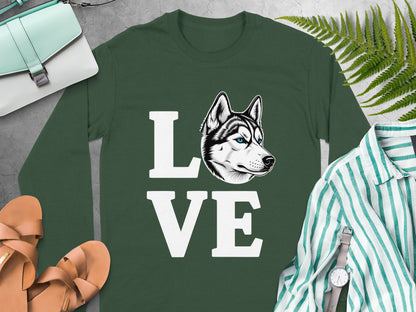 Love Siberian Husky Graphic Long Sleeve Shirt Product