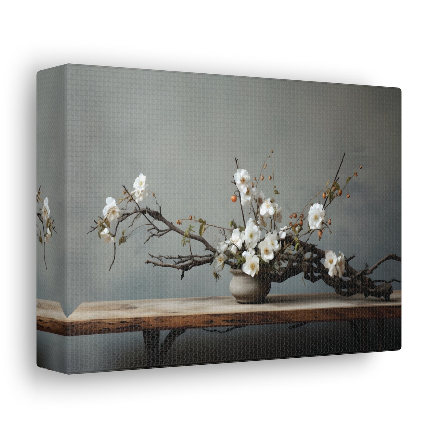 Wooden Flowers Branch Canvas Gallery Wrap