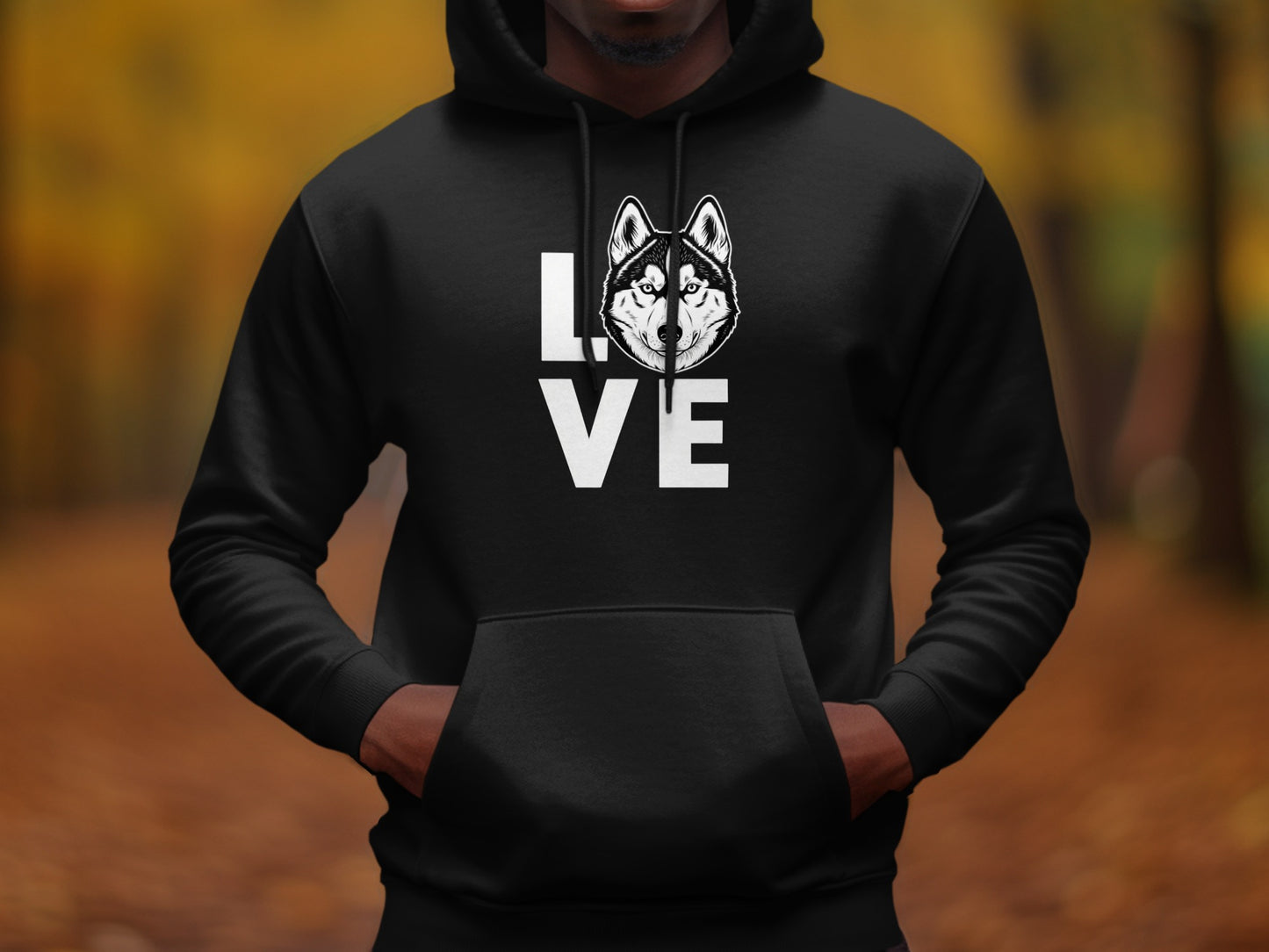 Love Husky Dog Black Hoodie Sweatshirt Apparel