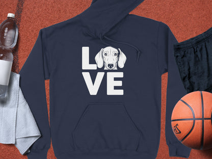 LOVE Dog Face Design Navy Hoodie Sweatshirt Product