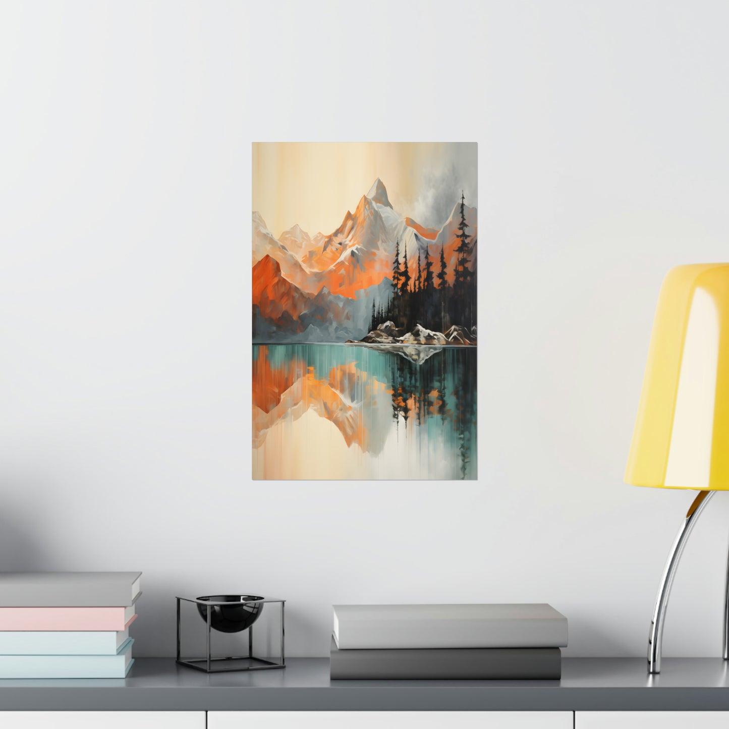 Mountain, River and Sunset view Matte Vertical Posters