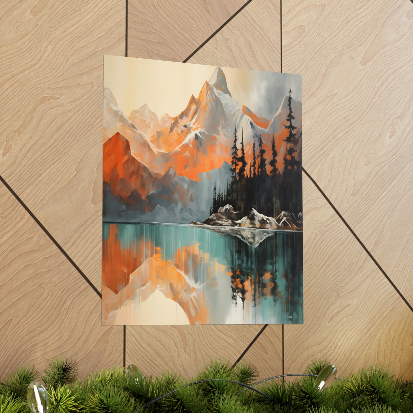 Mountain, River and Sunset view Matte Vertical Posters