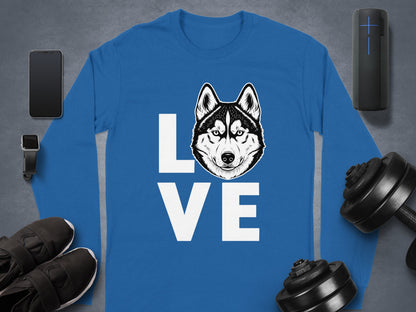 Love Husky Dog Unisex Graphic Long Sleeve Shirt