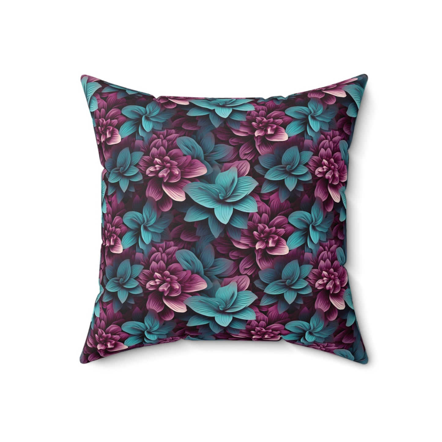 3D Flowers Spun Square Pillow