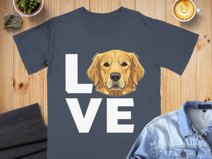 LOVE Cute Golden Retriever Graphic T-Shirt