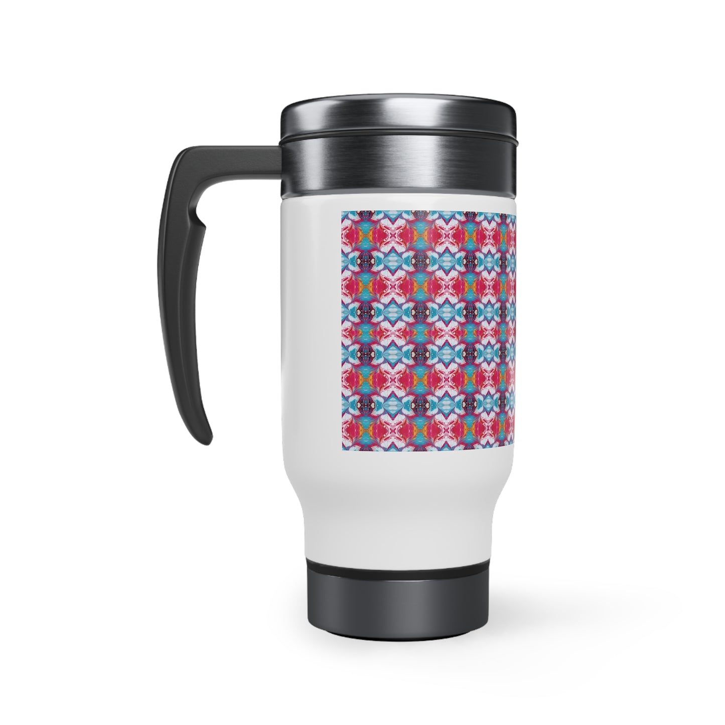 Colorful Paint Splatter Stainless Steel Travel Mug with Handle, 14oz