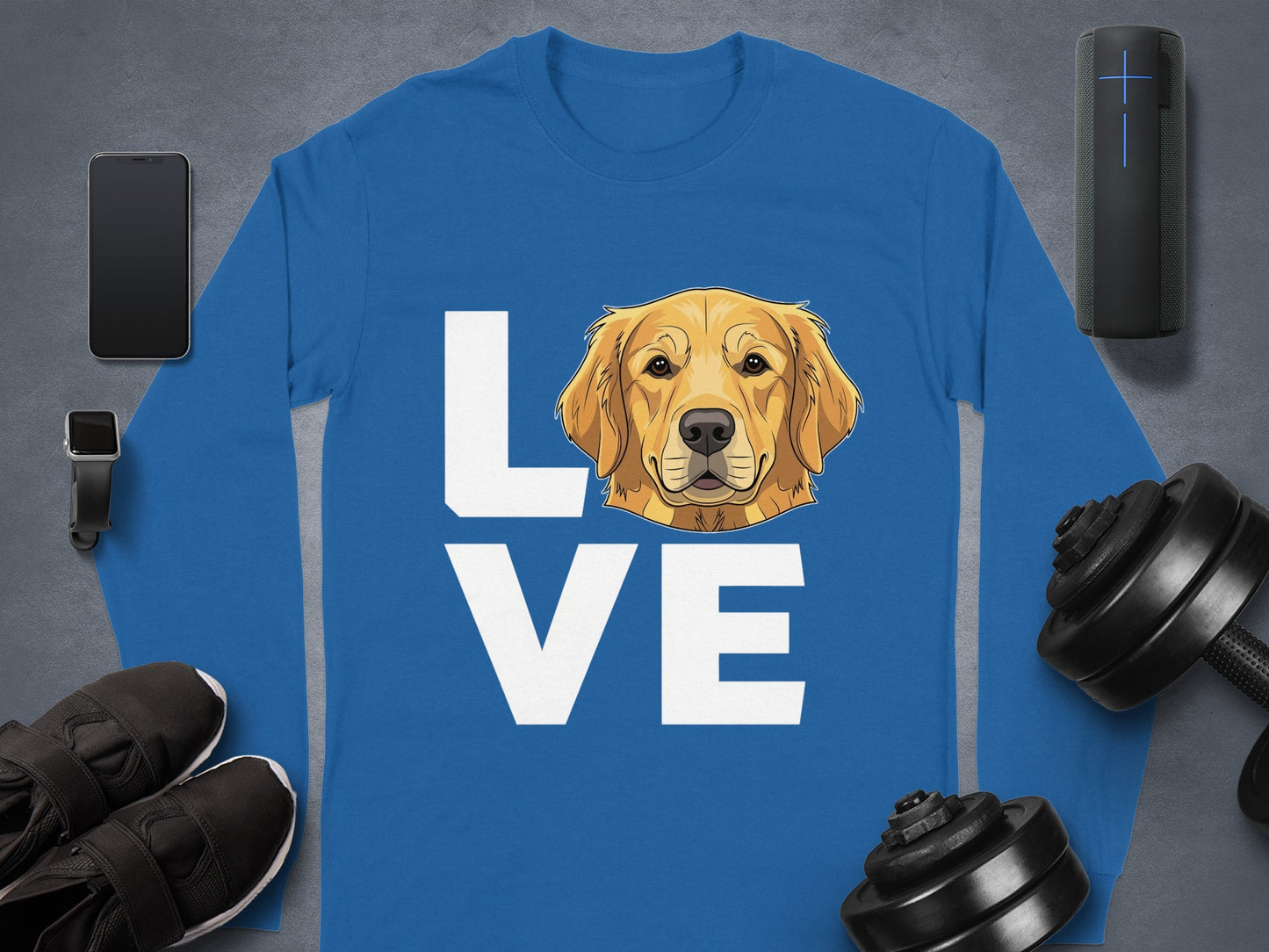 Golden Retriever Love Graphic Long Sleeve Shirt