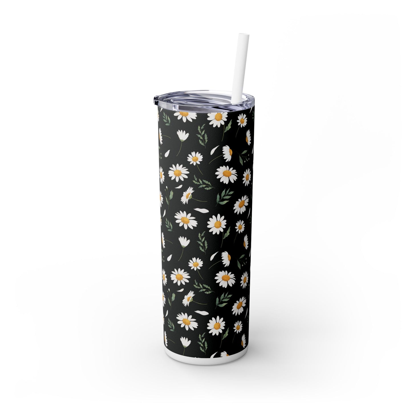 Floral Skinny Tumbler with Straw, 20oz - Flowers Pattern, Botanical Gift, Spring Cup, Pink Floral Tumbler, Garden Lover Gift, Floral Print