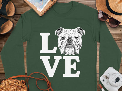 Love Bulldog Graphic Green Long Sleeve Shirt Product