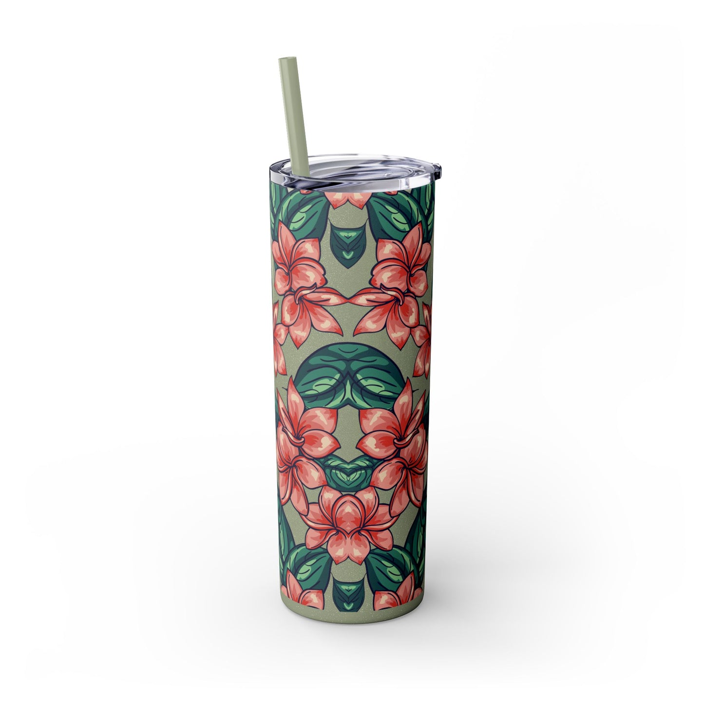 Floral design Tumbler with Straw, 20oz - Flowers Pattern, Botanical Gift, Spring Cup, Pink Floral Tumbler, Garden Lover Gift, Floral Print