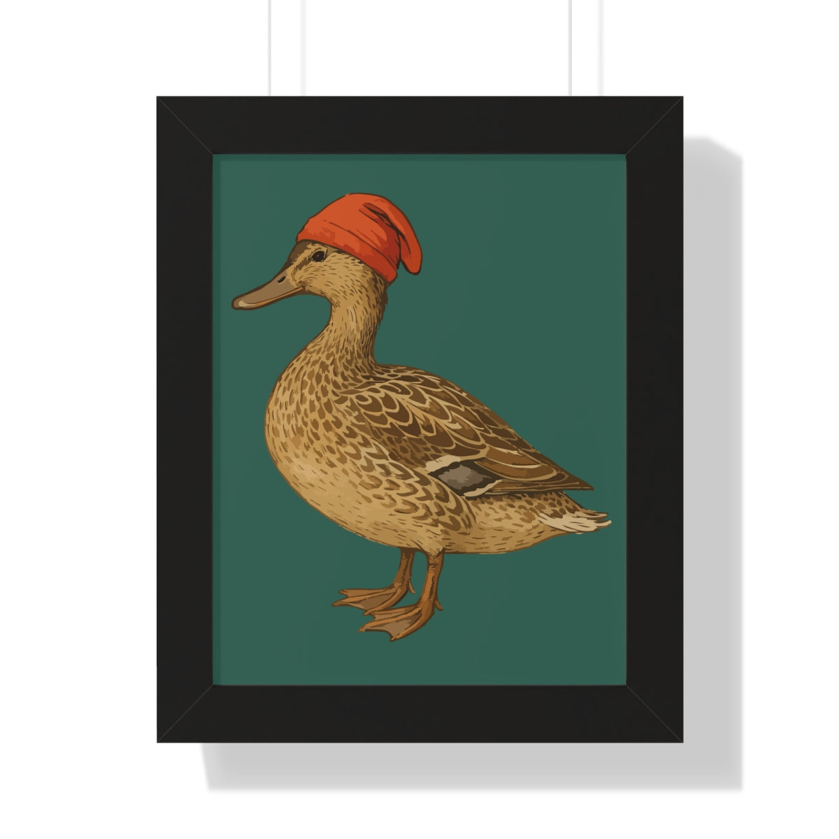 Duck Wearing Red Hat Art Print for Home Decor